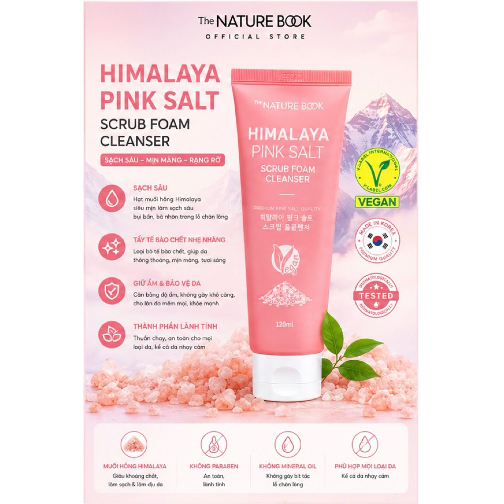 "Sữa Rửa Mặt Muối Hồng Himalaya The Nature Book 120ml "